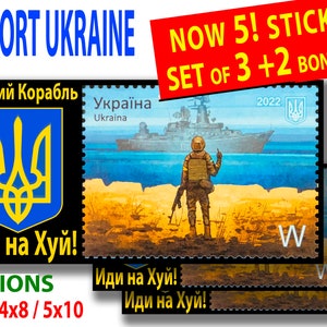 5 ucranianos "Post STICKERS" (ruso) Juego de 3 "Barco ruso Ve F@ck mismo (+2 bonificaciones!) - 3x6 / 4x8 / 5x10 pulgadas Bumper Laptop Mug DECAL