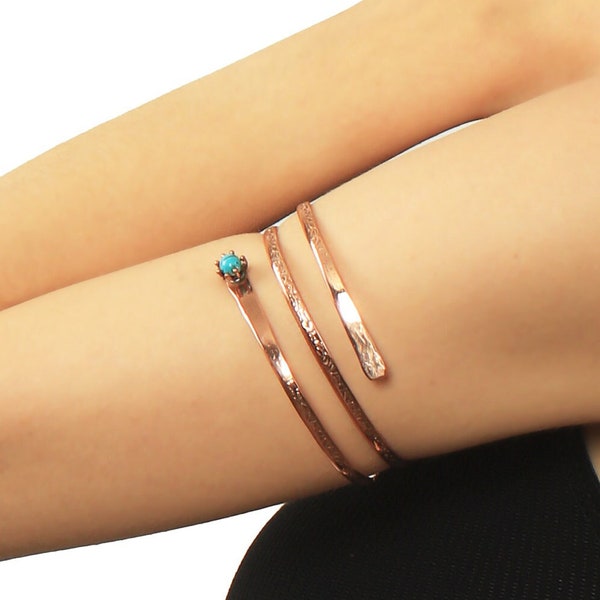 Magnetic Pure Copper Cuff Bracelet, Adjustable Metalwork Bracelet, Copper Arm Band ,Arm Cuff, Upper Arm Band, Double Row Upper Armband