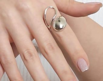 Chic Design Wide Winding Model Duality Drop Shape Adjustable Ring | Minimalist Statement Ring