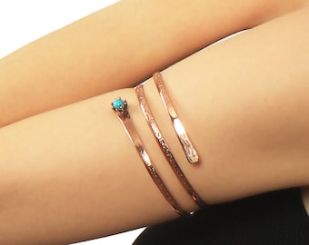 Magnetic Pure Copper Cuff Bracelet, Adjustable Metalwork Bracelet, Copper Arm Band ,Arm Cuff, Upper Arm Band, Double Row Upper Armband