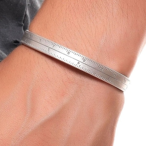 Antique Silver Adjustable Ruler Bracelet, Open Band Ruler Bracelet, Tape Measure Bracelet, Silver Cuff Bracelet, Wrist Ruler Bracelet