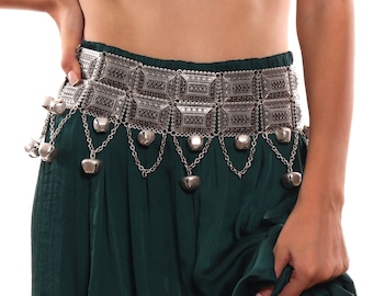 Vintage Silver Tone Belt, Metal, Chain, Coin Charms  display picture 2