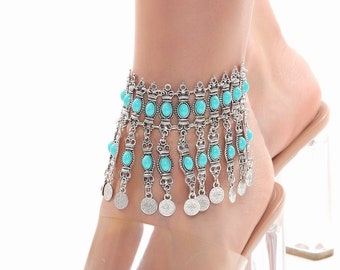 Exquisite Footstool Tassel Pearl Bracelet Anklet Jewelry Beach