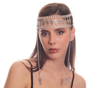 Antique Silver Handmade Hair Chain, Hair Accessories , Hair Jewelry, Boho Style Head Chain For Women, Ottoman Headpieces, Party Acessory