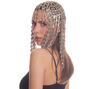 Antique Silver Handmade Tasseled Metal Hair Wig, Hair Jewelry, Boho Style Head Chain For Women, Festival Accessory, Fashion Hair Chain