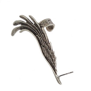 Angel Wing Ear Cuff, Single Angel Wing Stud Cuff Earring, Angel Wing Ear Wrap, Brass Ear Cuff Antique Silver Plated, Left Ear Cuff For Women image 7