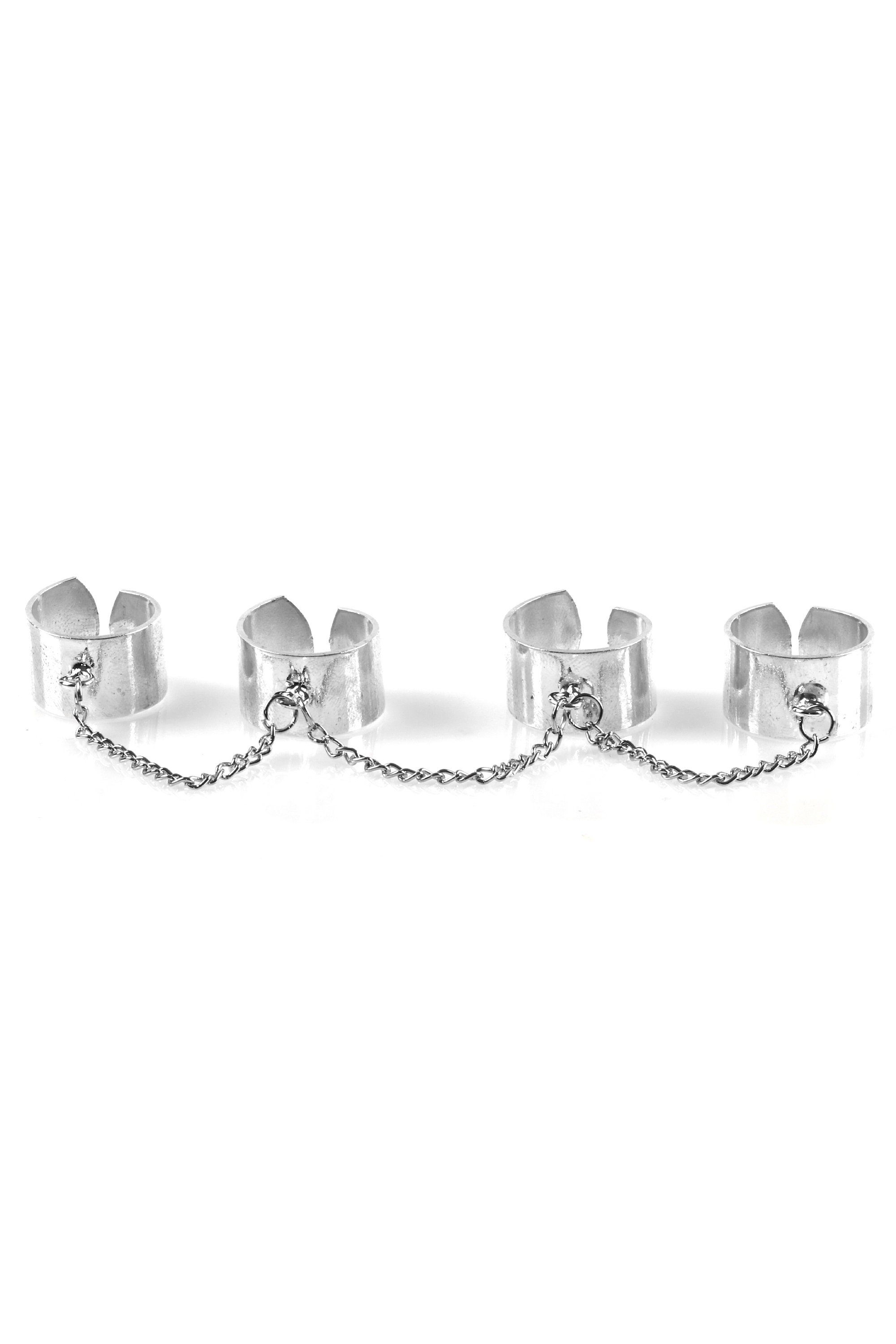 Simple Punk Ring for Women, 4 Finger Chain Linked Ring Simple Punk Ring for Women, 4 Finger Chain Linked Ring
