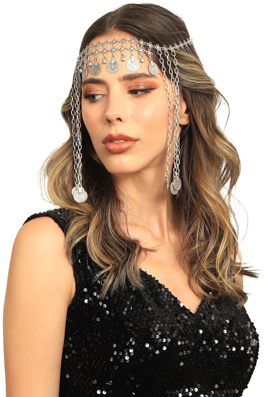 Antique Silver Plated Metal Hair Chain, Hair Accessories , Hair Jewelry