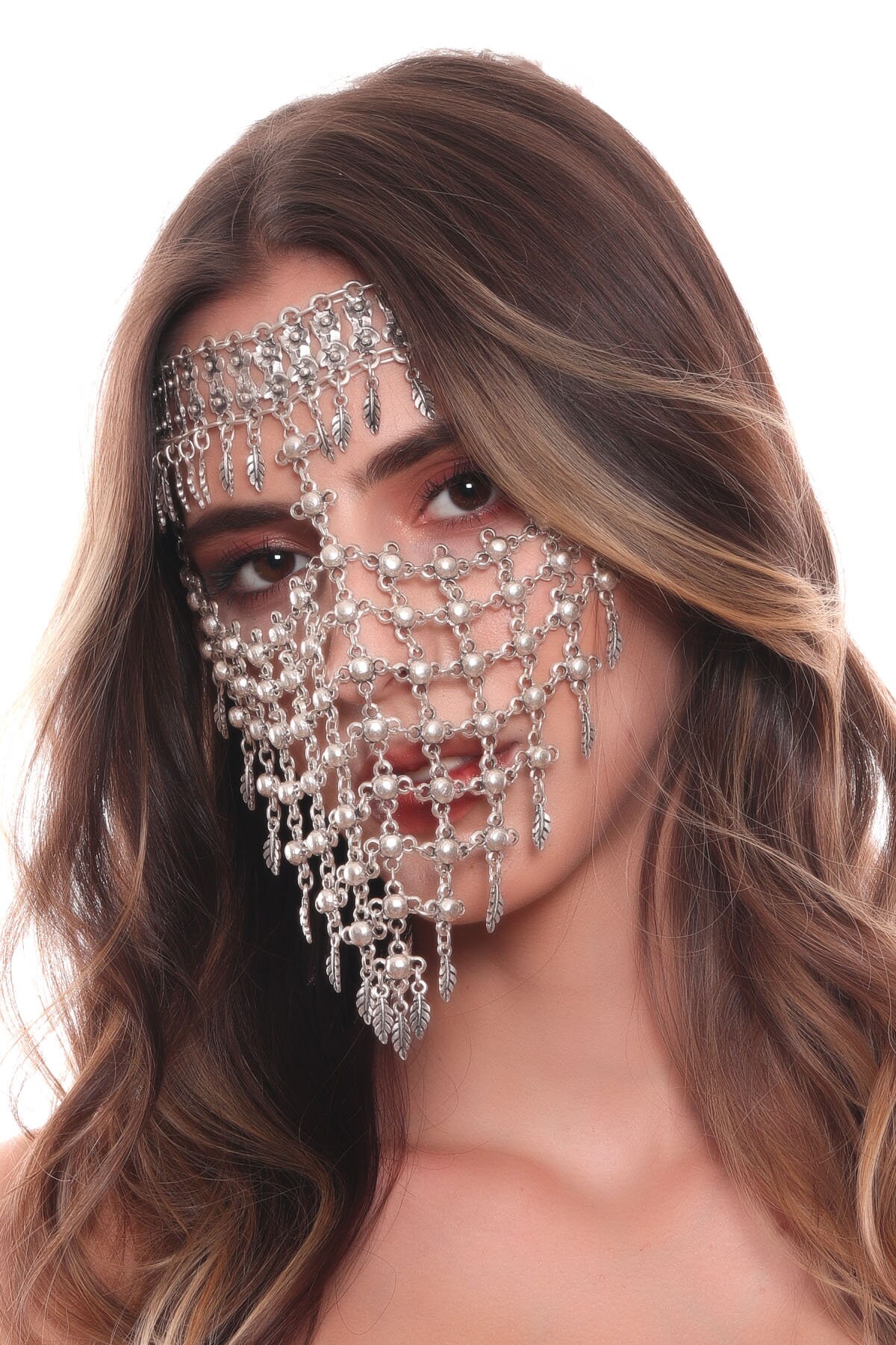 Antique Silver Face Chain for Ladies, Face Veil Mask, Handmade Face ...