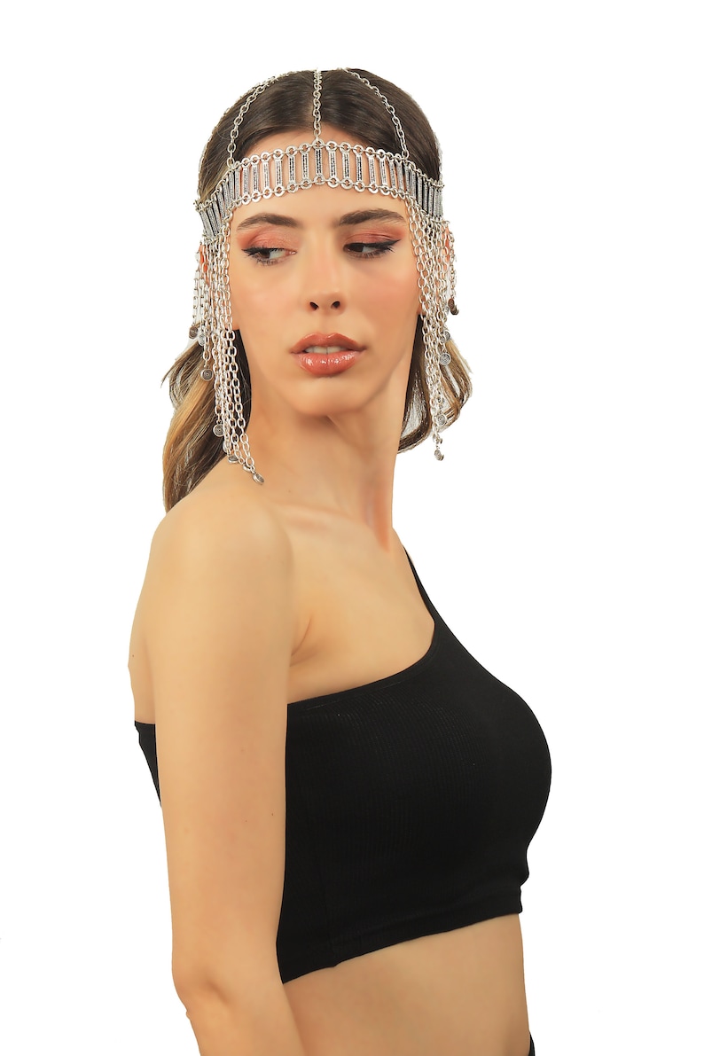 Antique Silver Plated Metal Hair Chain Hair Accessories Etsy