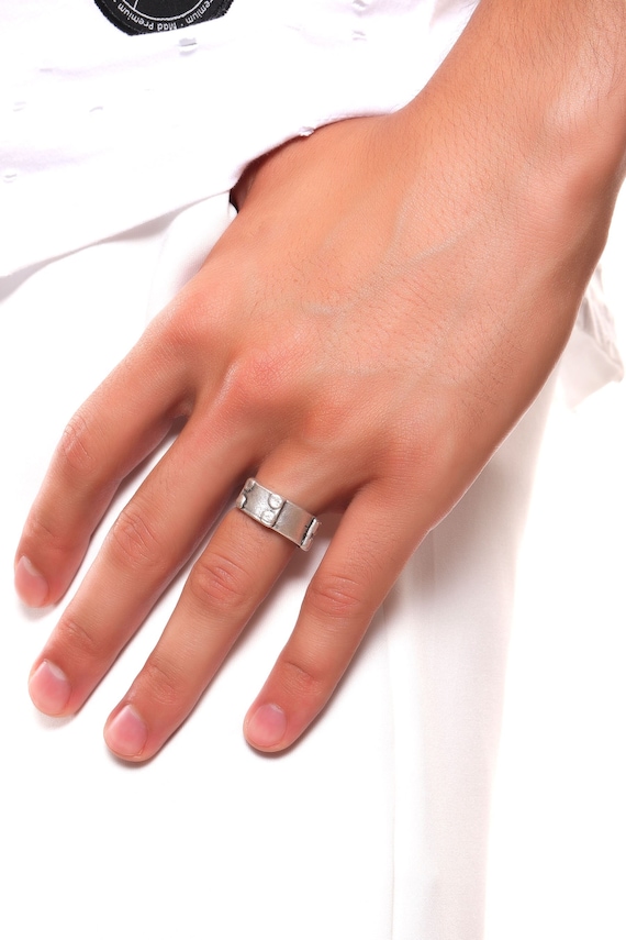Bague ajustable texturee en argent vieilli pour homme bague tendance bague faite main jonc en argent pour homme bague en laiton martele bague de motard Etsy France
