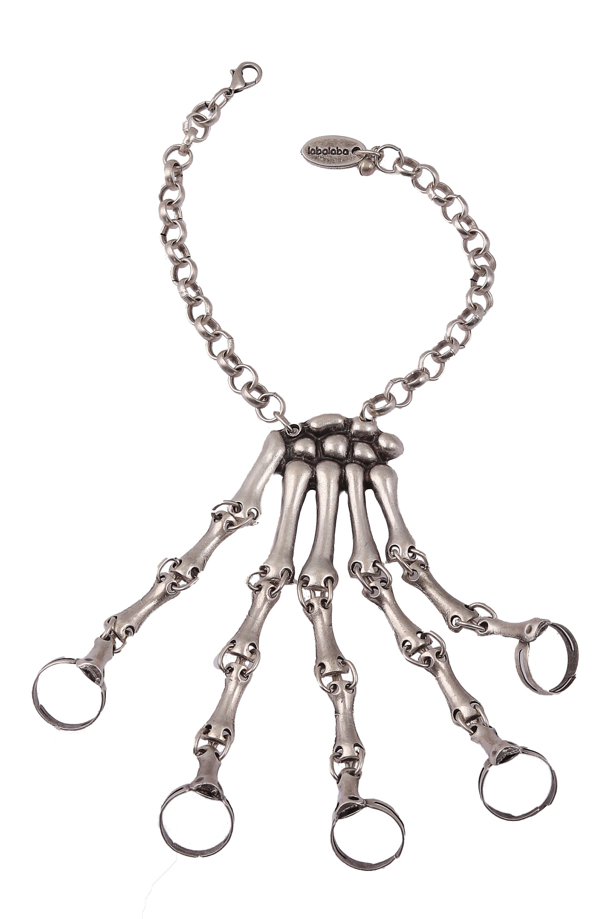 Antique Silver Gothic Skeleton Hand Ring Bracelet, Skeleton Hand ...