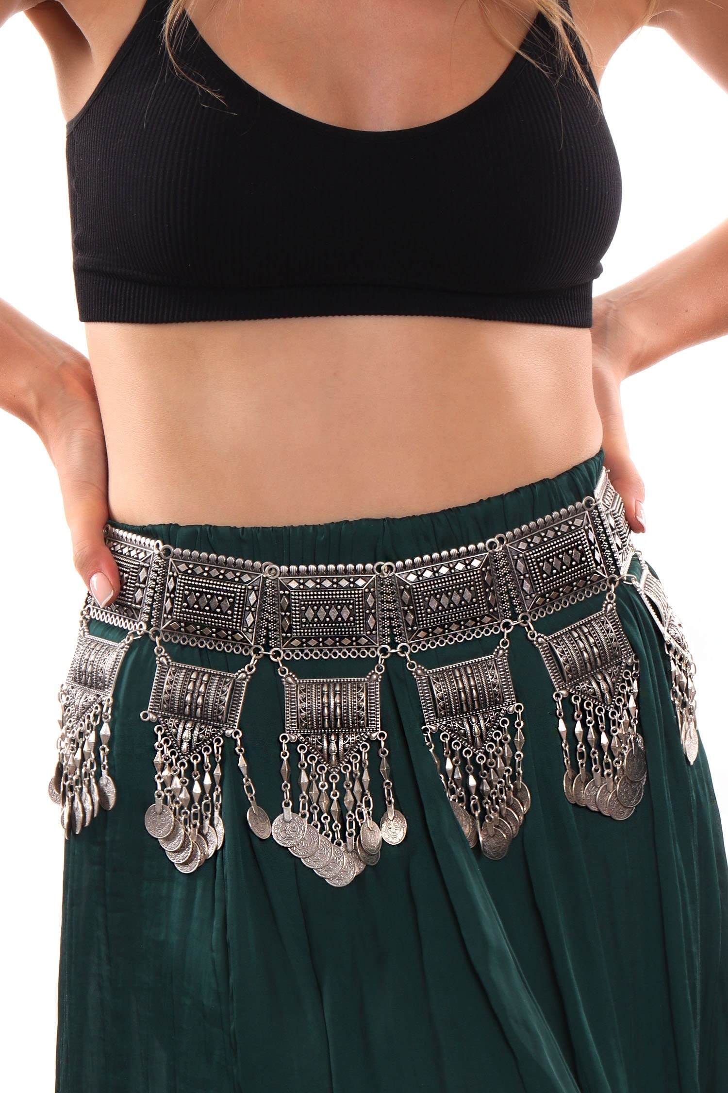 One of the kind! Vintage Pewter Boho Belt Raised Dancing Scene Links 34” Some fun vintage and jewelry finds of late, which one is  main image 4