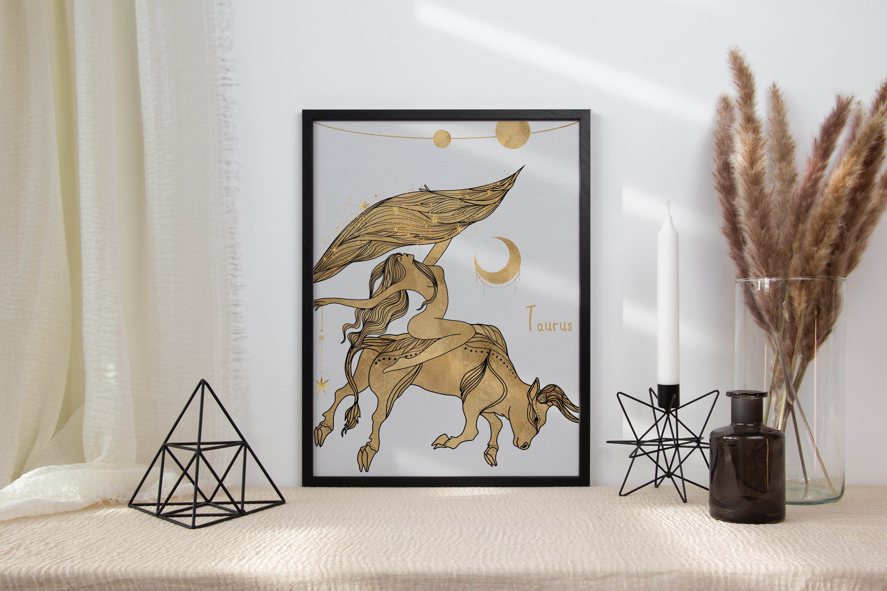 Taurus Wall Art DIGITAL Print 8x10 Gold Decor Zodiac Wall | Etsy