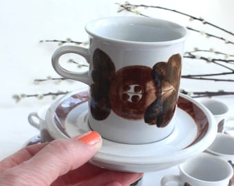 Vintage Arabia Finland Rosmarin Kaffeetasse und Untertasse - 60er Jahre skandinavisches Design