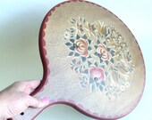 Vintage Swiss Betti Bossi large round wooden board, Vintage floral board, Folk Art wooden board, Vintage Cheese board, Landhaus cheese board