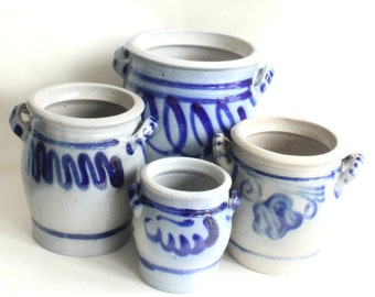 Vintage Betschdorf Salt glazed pots with handle, vintage Betschdorf pot, Alsace confit pot,Salt glazed pottery,Betschdorf pottery,French pot