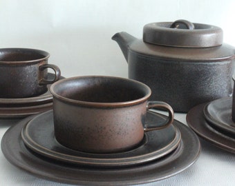 No 1 of 2: 3-piece TEA SETTING Arabia Ruska Ulla Procope 1960s