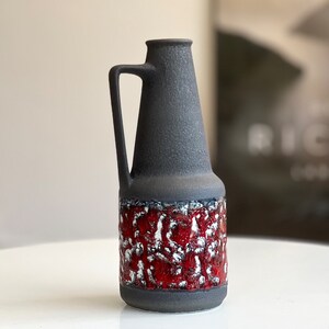 Vintage Dümler & Breiden 332 26 West German Lava Vase: Red Charcoal 1970s Ceramic