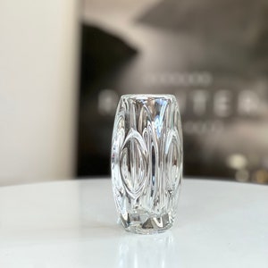 Liten Rudolf Schröter Sklo Union kulvas i klarglas, tjeckisk design