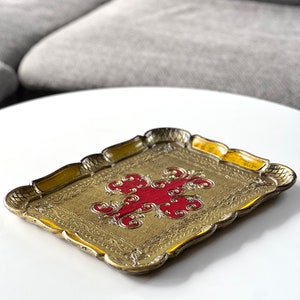 Vintage Yellow, Red and gold gilt Italian Florentine Tray, Made in Italy, Vintage Florentine Tray, Florentine gold tray, Gold Italian tray