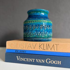Vintage Bitossi Rimini Blue Vase by Aldo Londi, Italian Ceramic 60s Decor