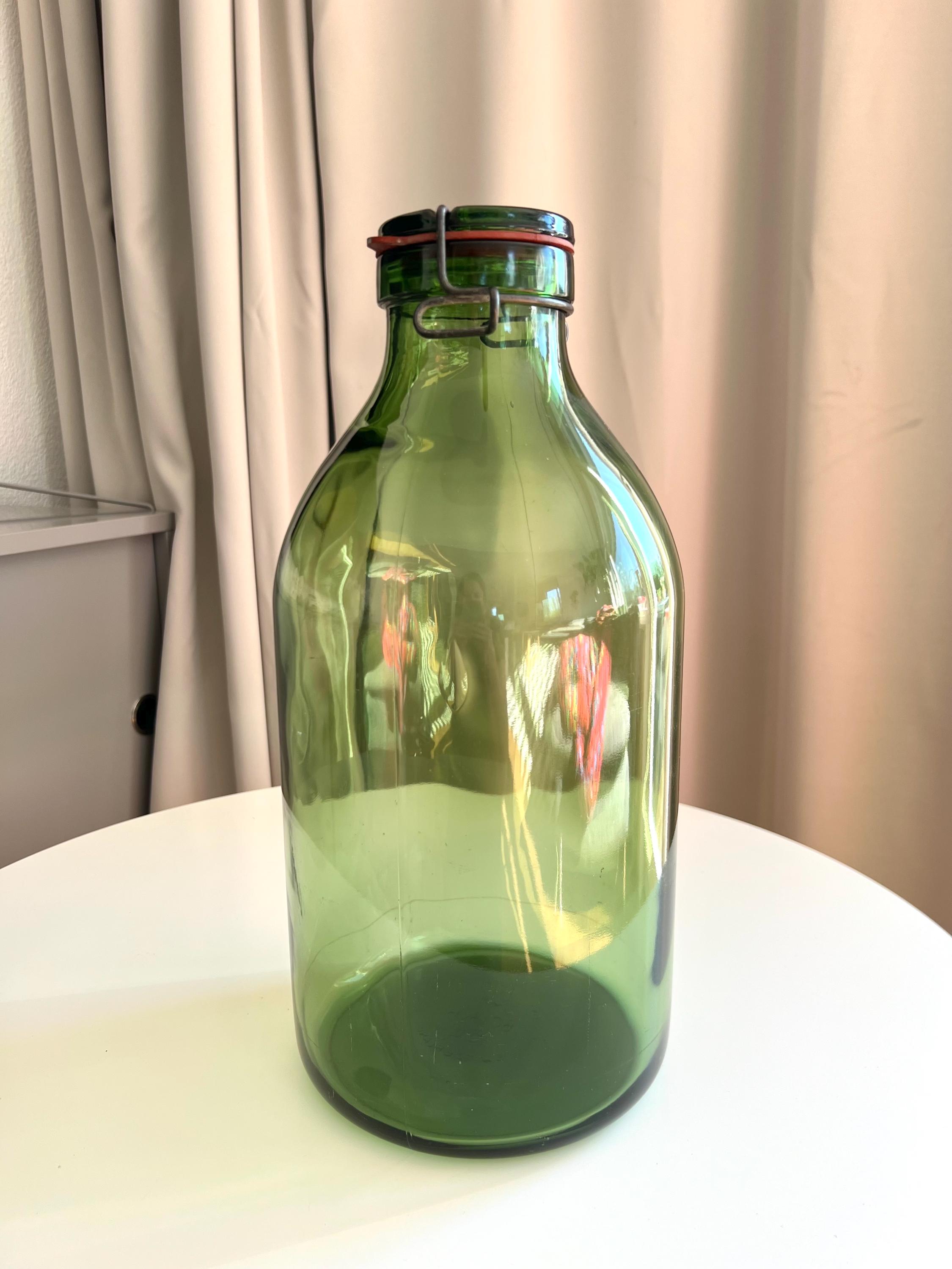 1940年代製 スイス製 5L ビューラッハ グリーンガラス保存瓶または缶詰