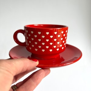 Vintage Waechtersbach red mini heart tea cup and saucer, red heart cup, Waechtersbach cup set, Valentine’s Day heart cup, Red Heart cup set