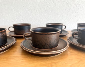 Vintage Arabia Finland Ruska Brown Ceramic Tea Cup & Saucer Set - Ulla Procopé 1960s Design