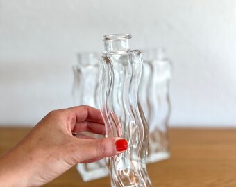 ヴィンテージ IKEA Skämt 花瓶 5個セット：透明スクイグルウェーブ