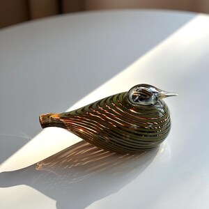 Vintage Finnish Oiva Toikka glass Whip-Poor-Will bird/ Pajusotka, Iittala glass green Bird, Nuutajärvi glass art, 1990s Finnish glass bird