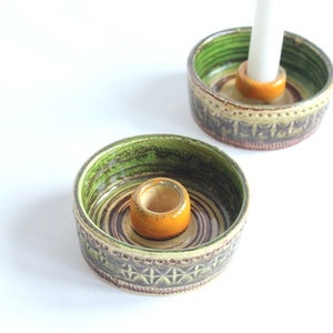 Pair of Bitossi candle holders for Cer Paoli,  Sahara Decor, Aldo Londi design, Made in Italy, Vintage Italian Bitossi candle holders