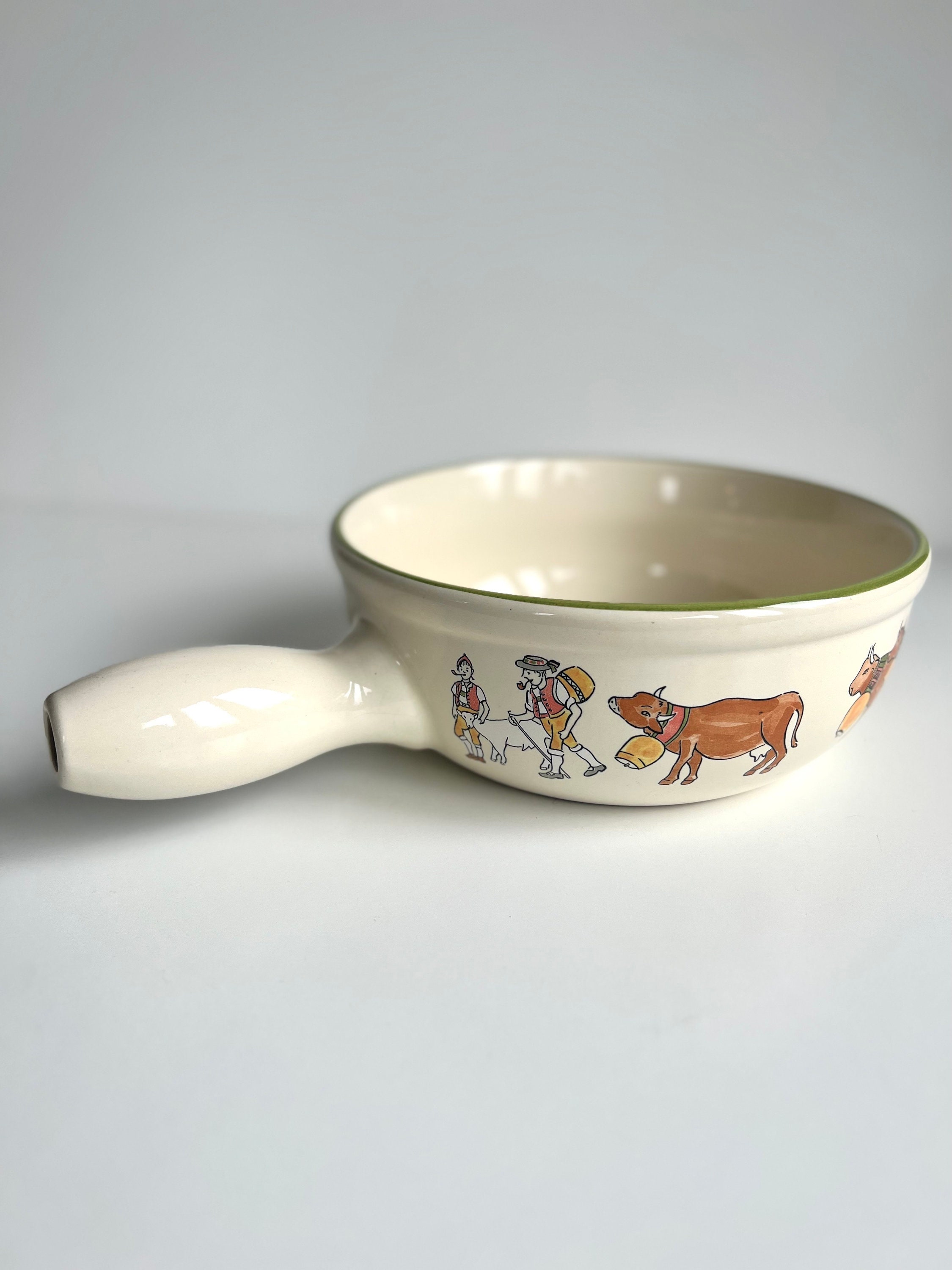 Vintage Landert Clay Ceramic Fondue Pot Vintage Fondue Set Retro