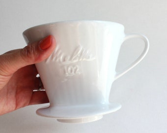 Vintage Melitta Coffee Filter: White Ceramic Pour Over, Melitta 102