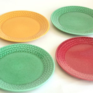 Juego de 4 platos para fondue suiza Landert, platos para fondue Landert, platos vintage para fondue, platos para fondue de queso suizo, regalo para amantes del queso