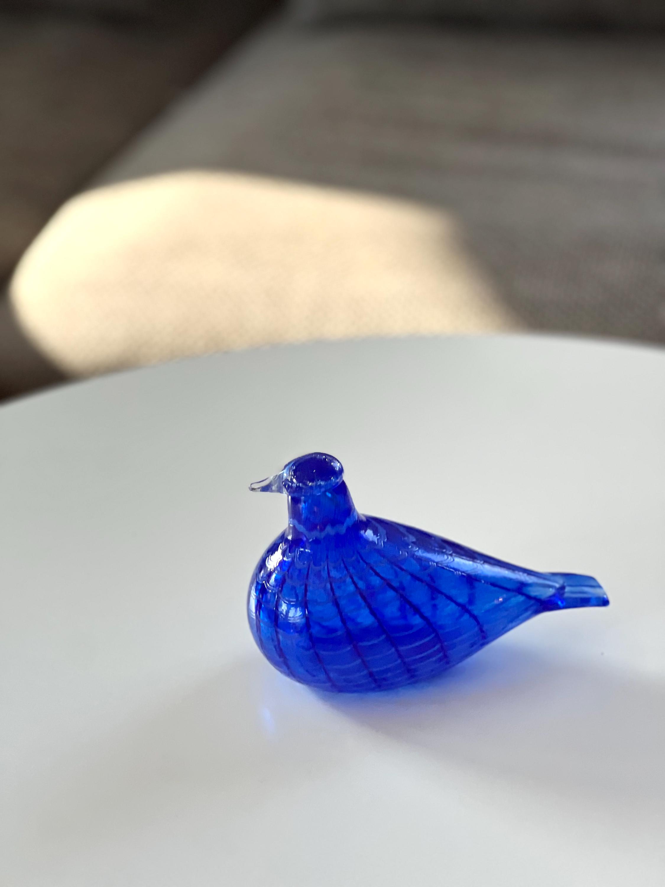 Vintage 90s Nuutajärvi Iittala Sinisulka Blue Bird Art Glass