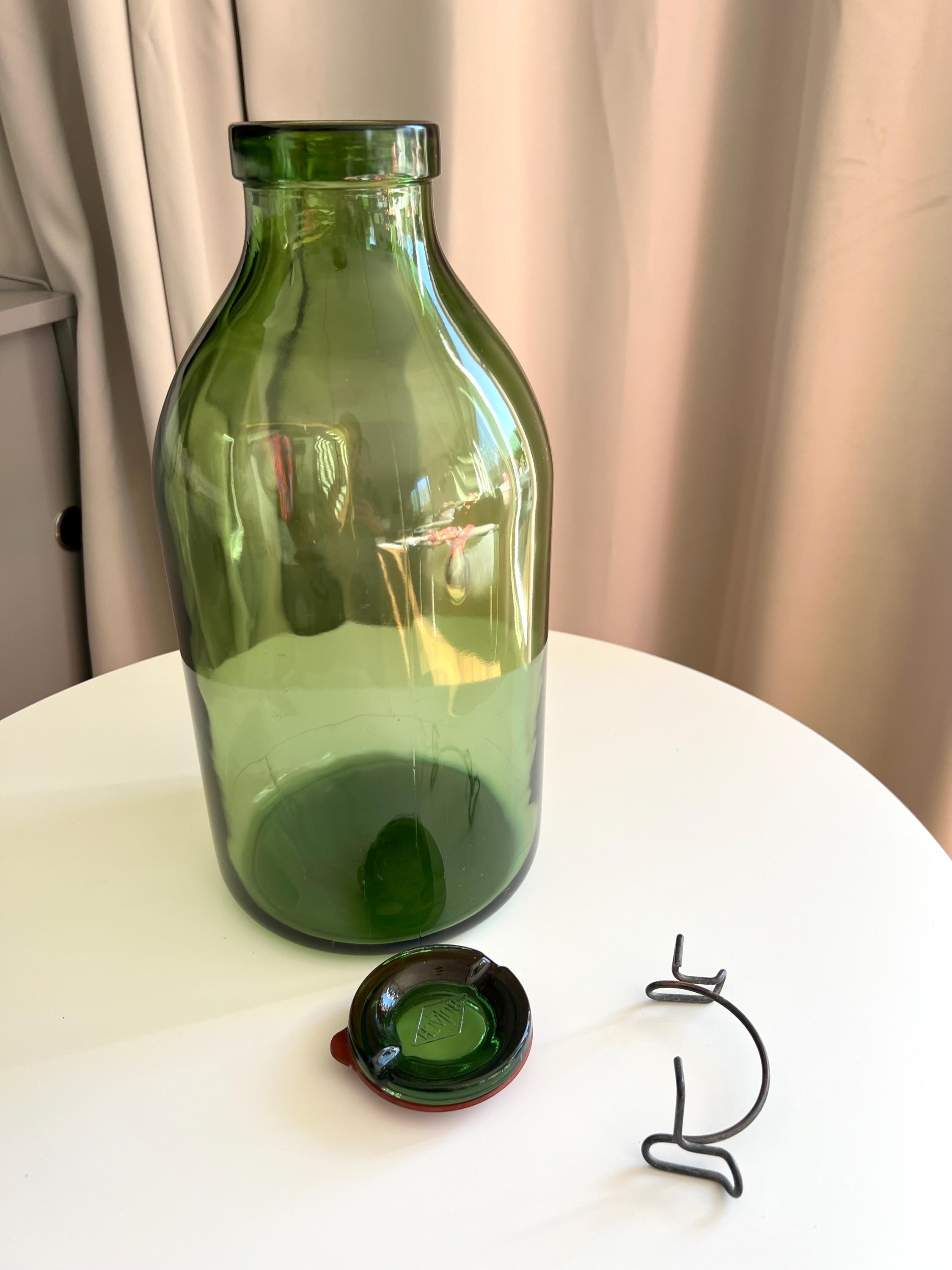 1940年代製 スイス製 5L ビューラッハ グリーンガラス保存瓶または缶詰
