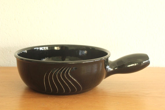 Vintage 90s Style Swiss Landert 24 Cheese Fondue Pot: Black