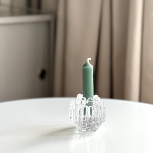 Small vintage Kosta Boda Polar candleholder by Göran Wärff, Swedish glass candle holder, glass taper candle holder, polar candle holder