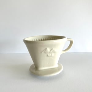 Vintage Melitta Ceramic Coffee Filter: Cream White Pour Over, 102 4-Hole
