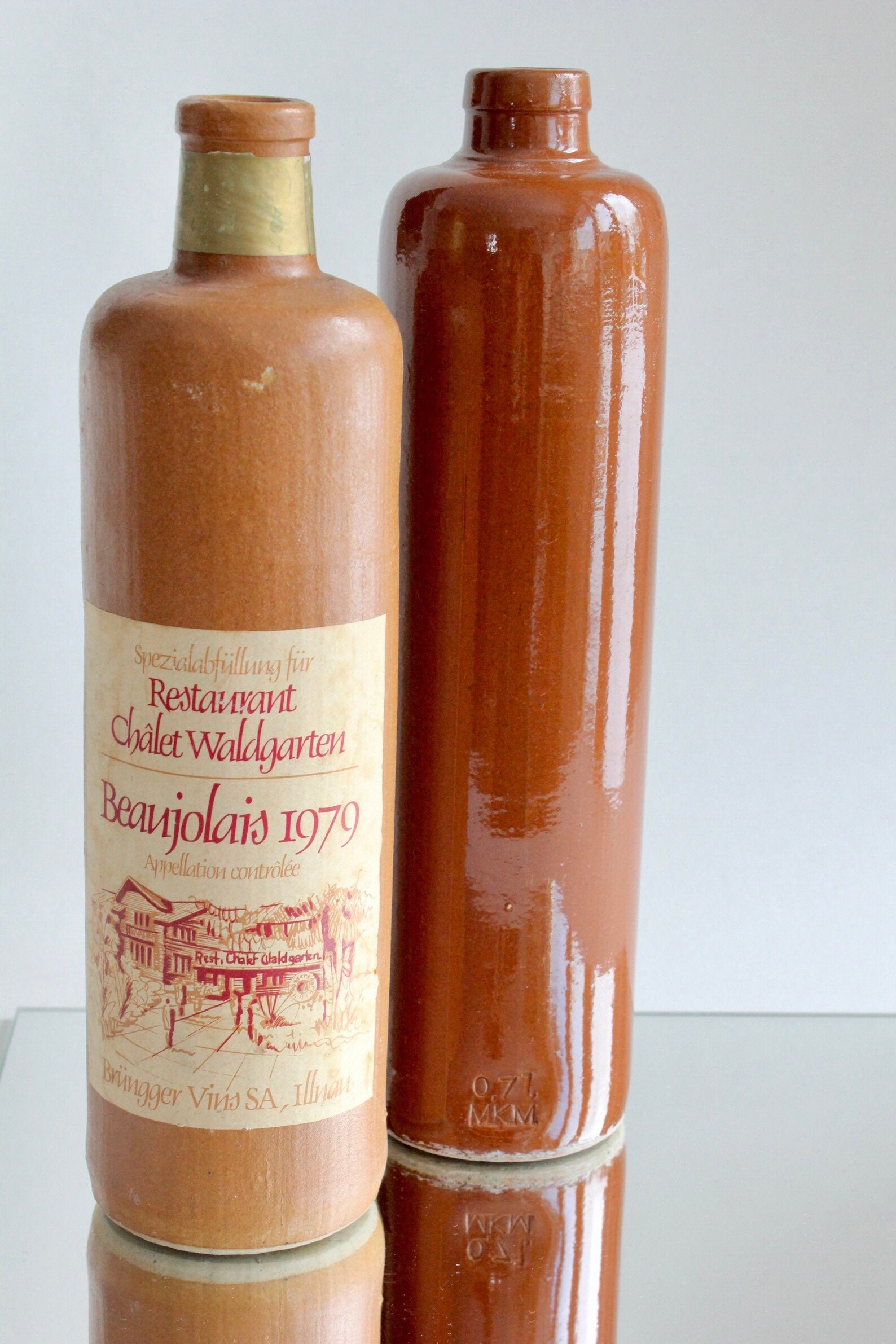 Set of 2 Brown Vintage ceramic bottles vintage stoneware Etsy