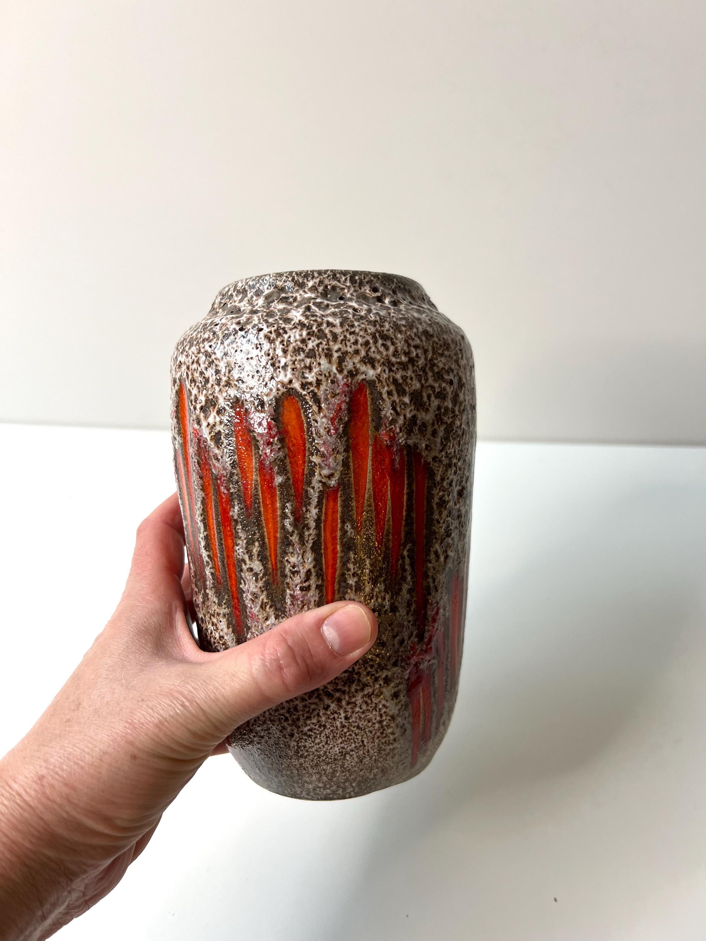 Vintage Scheurich Lora Fat Lava Vase 238-18, West German Pottery