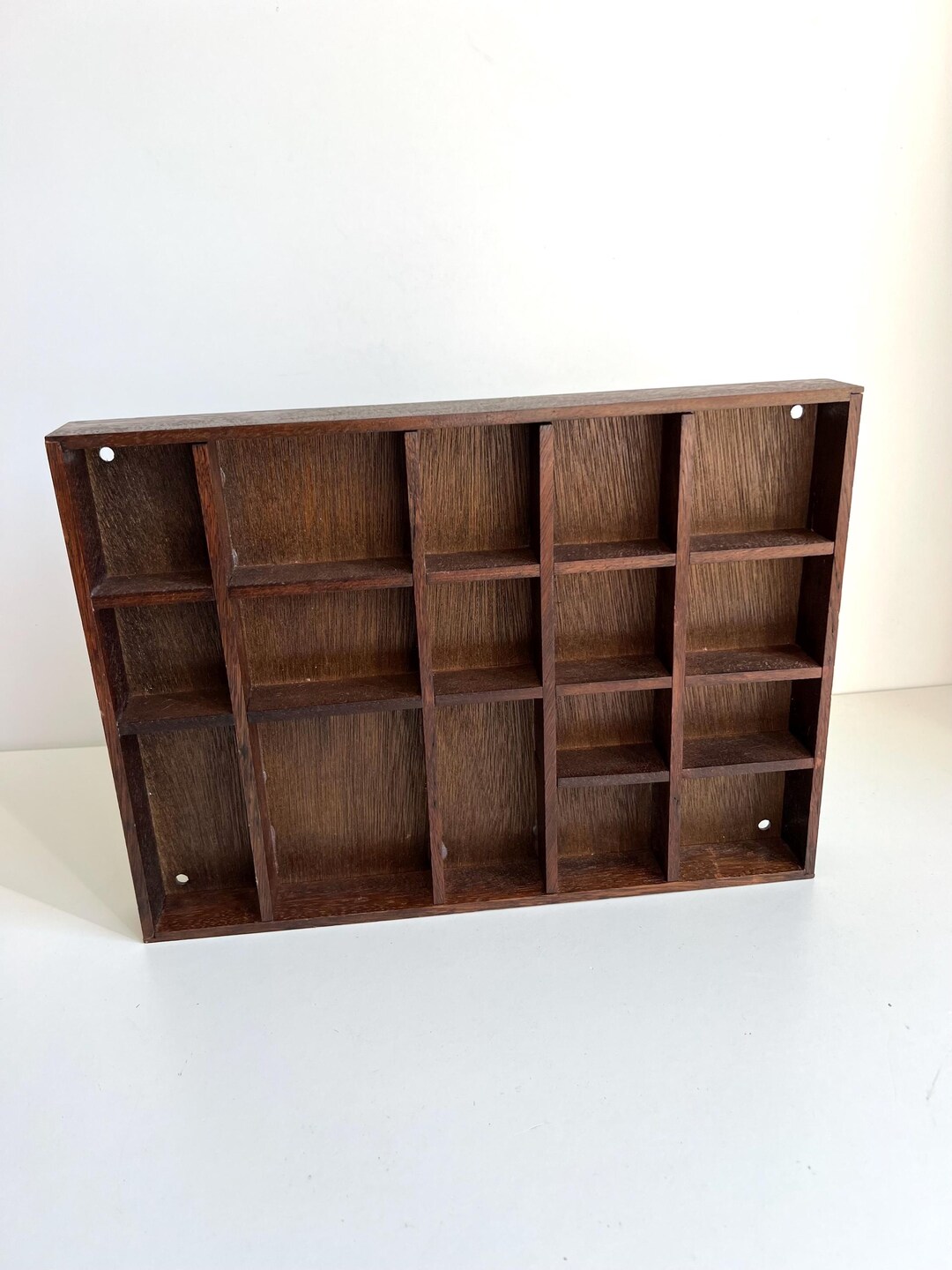 Small Dark Wood Rectangular Wooden Vintage Curio Shelf for Displaying ...