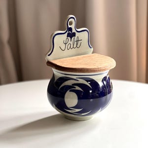 Vintage Swedish Rörstrand wall-mounted Salt Container with wooden lid by Marianne Westman, MW160