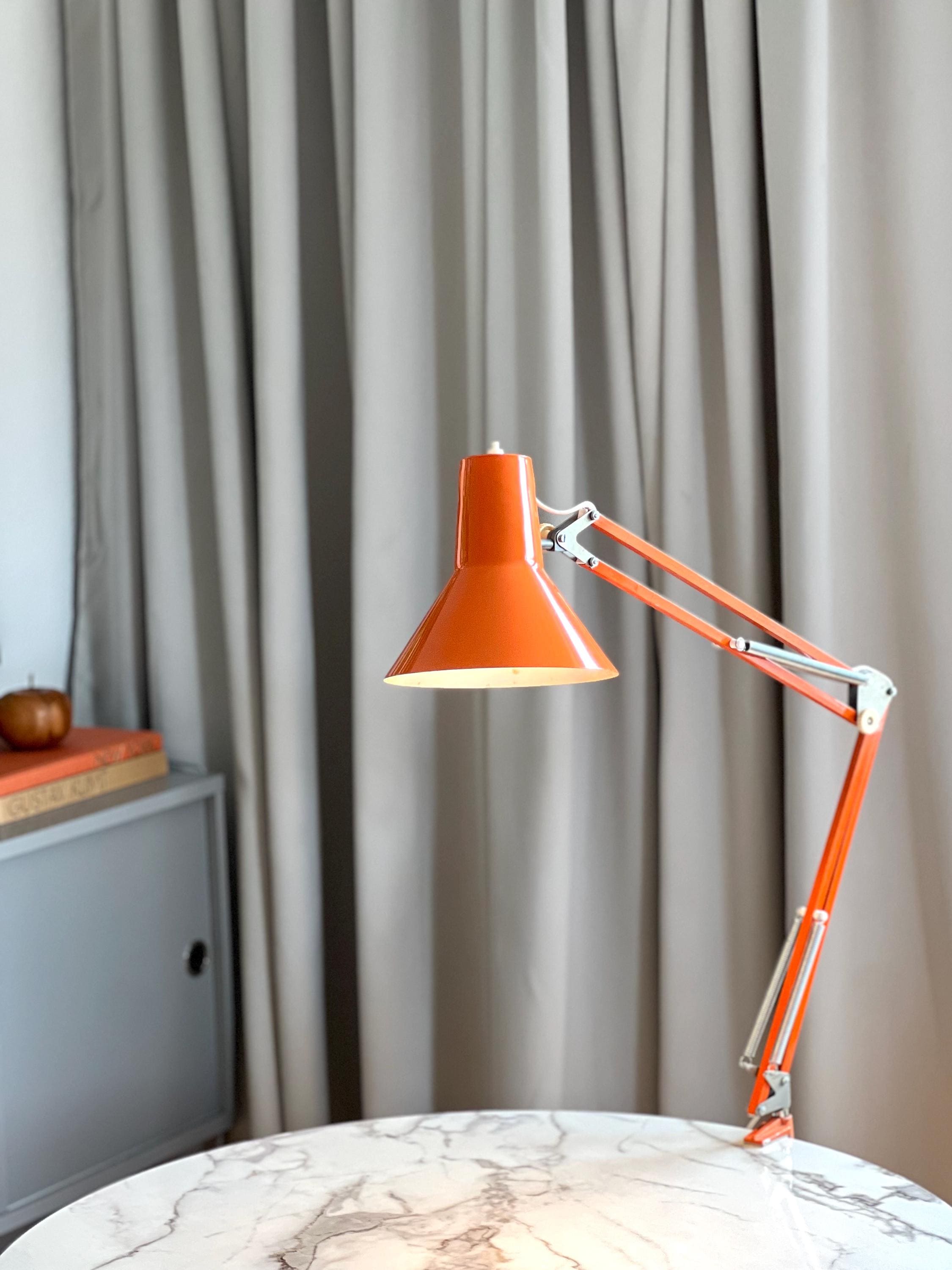 Retro Orange Articulated Architects Desk Lamp, Vintage 70s