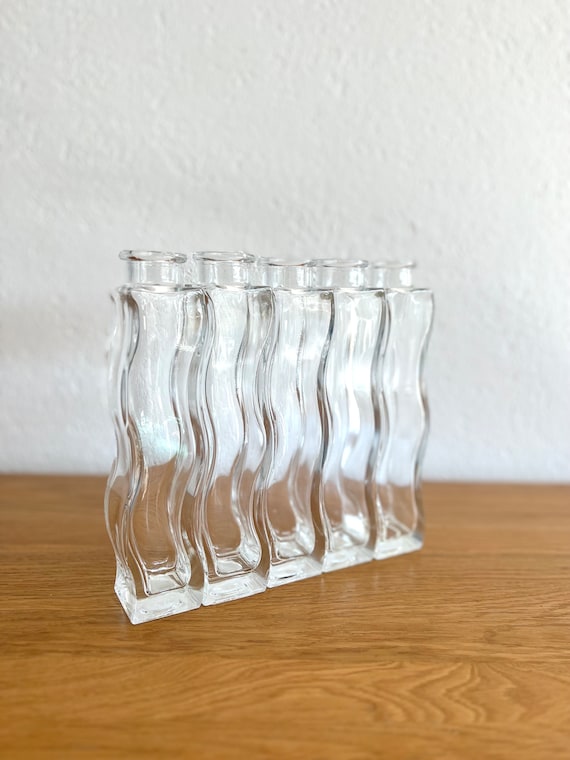 IKEA Skämt Clear Vases, Clear IKEA Squiggle Vases, Vintage