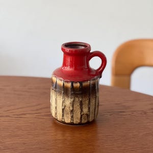 Vintage Scheurich Keramik Fat Lava Vase: Red brown West German Pottery
