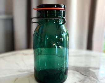 Vintage 1940s Swiss Bülach TALL dark green glass Preserving or Canning jars
