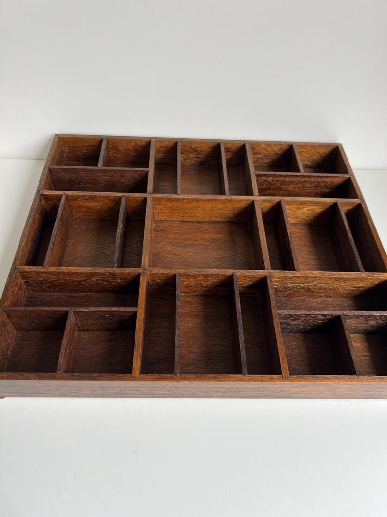 Rectangular Dark Wood Adjustable Vintage Curio Shelf for Displaying