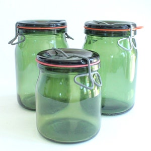 1940s Bülach Glass preserving jar, green glass preserving jar, Vintage canning jar, antique food jars, Switzerland, Swiss glass bottle